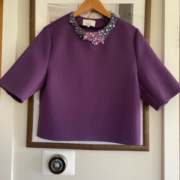 3.1 Phillip Lim Boxy Scuba Top with Embellishments - Picture 3 of 9